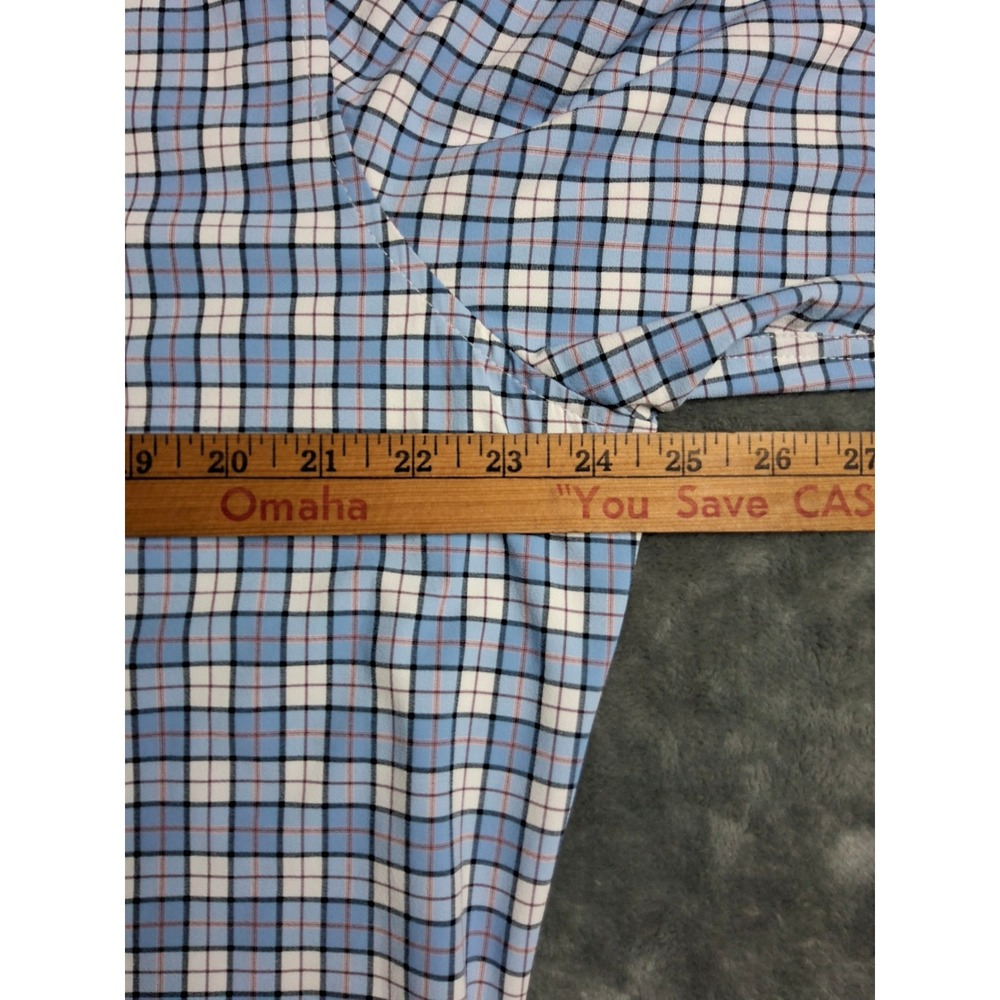 Mizzen+Main Lightweight Leeward Dress Shirt Mens XL Trim Blue Plaid Performance - Picture 8 of 11